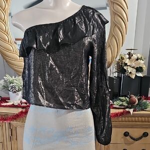 Elegant Black One-Shoulder Top Size XS